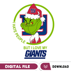 Grinch Santa Christmas Svg, I Hate People But I Love My Giants Svg, New York Giants Svg, NFL Teams Svg, Digital Download