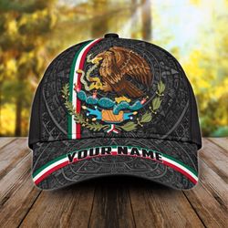 Personalized Mexico 3D Full Print Classic Cap, Aztec Pattern Baseball Hat Cap For Him, Aztec Cap Hat
