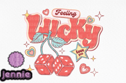 Retro Valentine Feeling Lucky PNG Design 99