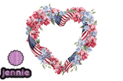Watercolor 4th of July Wreath Heart Design 11