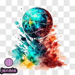 Colorful Basketball Ball Art Piece PNG Design 71