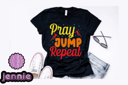 Pray Jump Repeat Vintage T Shirt Design Design 201