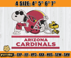 Cardinals Embroidery, Snoopy Embroidery, NFL Machine Embroidery Digital, 4 sizes Machine Emb Files -13 - jennie