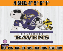 Ravens Embroidery, Snoopy Embroidery, NFL Machine Embroidery Digital, 4 sizes Machine Emb Files-01-jennie