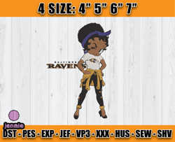 Ravens Embroidery, Betty Boop Embroidery, NFL Machine Embroidery Digital, 4 sizes Machine Emb Files -19-jennie