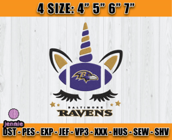 Ravens Embroidery, Unicorn Embroidery, NFL Machine Embroidery Digital, 4 sizes Machine Emb Files -23-jennie