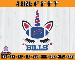 Buffalo Bills Embroidery, Unicorn Embroidery, NFL Machine Embroidery Digital, 4 sizes Machine Emb Files -02-jennie