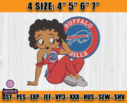 Buffalo Bills Embroidery, Betty Boop Embroidery, NFL Machine Embroidery Digital, 4 sizes Machine Emb Files -07-jennie