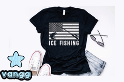 American Flag Ice Fishing Vintage Design Design 259