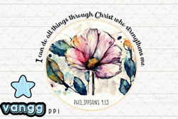Bible Verse Christian Vintage Flower PNG Design 07