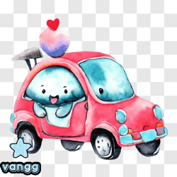 Fun and Playful Pink Car with Ice Cream Cone PNG Design 182