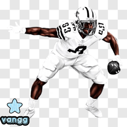 Black and White Illustration of American Football Player PNG Design 301
