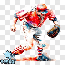 Baseball Player on Field Ready to Catch Ball PNG Design 33