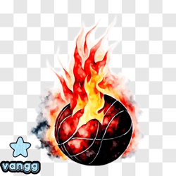 Basketball on Fire PNG Design 48