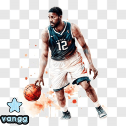 Basketball Player in Action with Paint Splashes PNG Design 78