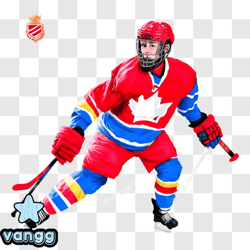 Hockey Player Ready to Hit Puck with Hockey Stick PNG Design 125
