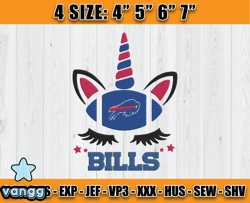 Buffalo Bills Embroidery, Unicorn Embroidery, NFL Machine Embroidery Digital, 4 sizes Machine Emb Files -02-vangg