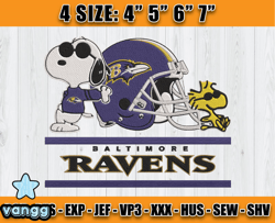 Ravens Embroidery, Snoopy Embroidery, NFL Machine Embroidery Digital, 4 sizes Machine Emb Files-01&vangg