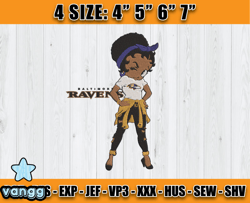 Ravens Embroidery, Betty Boop Embroidery, NFL Machine Embroidery Digital, 4 sizes Machine Emb Files -19&vangg