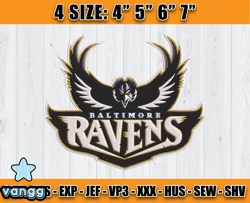 Ravens Embroidery, NFL Ravens Embroidery, NFL Machine Embroidery Digital, 4 sizes Machine Emb Files -24&vangg