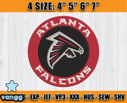 Atlanta Falcons Embroidery, NFL Falcons Embroidery, NFL Machine Embroidery Digital, 4 sizes Machine Emb Files -14-vangg