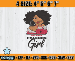 Atlanta Falcons Embroidery, NFL Girls Embroidery, NFL Machine Embroidery Digital, 4 sizes Machine Emb Files -21-vangg