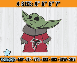 Atlanta Falcons Embroidery, Baby Yoda Embroidery, NFL Machine Embroidery Digital, 4 sizes Machine Emb Files -26-vangg