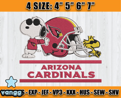 Cardinals Embroidery, Snoopy Embroidery, NFL Machine Embroidery Digital, 4 sizes Machine Emb Files -13 - vangg