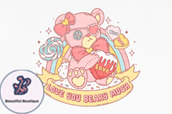 Retro Valentine Teddy Bear Sublimation Design 101