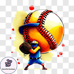 Baseball Player Throwing Enormous Ball PNG Design 26