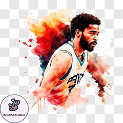 Watercolor Basketball Player PNG Design 66