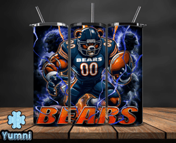 Chicago Bears Tumbler Wrap Glow, NFL Logo Tumbler Png, NFL Design Png-06
