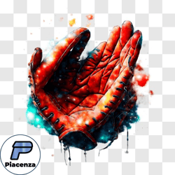 Abstract Baseball Glove Artwork with Vibrant Colors PNG Design 20