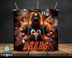 Chicago Bears Tumbler Wrap, Crack Hole Design, Logo NFL Football, Sports Tumbler Png, Tumbler Design by Vogue Store 02