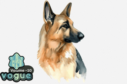 German Shepherd Watercolor Dog Clipart Design 98