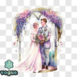 Watercolor Wedding Illustration PNG Design 210