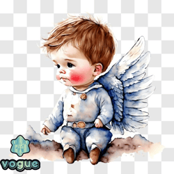 Cute Baby Boy Dressed as an Angel PNG Design 265