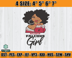 Atlanta Falcons Embroidery, NFL Girls Embroidery, NFL Machine Embroidery Digital, 4 sizes Machine Emb Files -21-vogue