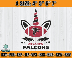 Atlanta Falcons Embroidery, Unicorn Embroidery, NFL Machine Embroidery Digital, 4 sizes Machine Emb Files -25-vogue