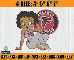 Atlanta Falcons Embroidery, Betty Boop Embroidery, NFL Machine Embroidery Digital, 4 sizes Machine Emb Files -28-vogue
