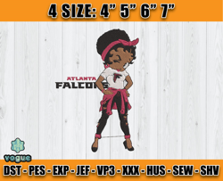 Atlanta Falcons Embroidery, Betty Boop Embroidery, NFL Machine Embroidery Digital, 4 sizes Machine Emb Files -29-vogue