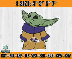 Ravens Embroidery, Baby Yoda Embroidery, NFL Machine Embroidery Digital, 4 sizes Machine Emb Files -02-vogue