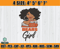 Chicago Bears Embroidery, Betty Boop Embroidery, NFL Machine Embroidery Digital, 4 sizes Machine Emb Files -20 vogue