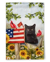 surprising black cat in usa mailbox flag garden house flag