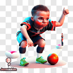 cartoon child playing basketball png design 104