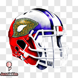 Decorative Football Helmet in Red, White, and Blue PNG Design 135