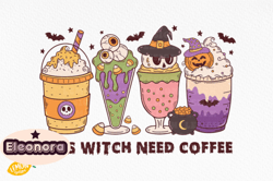 Coffee Halloween Witch PNG Sublimation