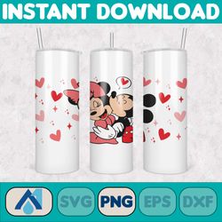 Valentine Cartoon Mouses And Friend 16oz Libbey Glass Wrap Png, Valentine Character Coffee Glass Wrap Png, Valentine Car