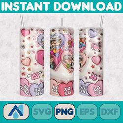 Cartoon Couple Cartoon Valentine Tumbler Design PNG, 3D Inflated Valentine Tumbler Wraps, Balloon 20oz Skinny Tumbler (2