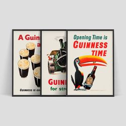 Set of 3 prints Guinness - Original vintage Beer posters, 1930s